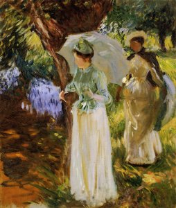 Two Girls with Parasols at Fladbury