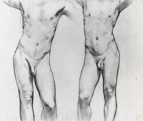 Torsos of two male nudes