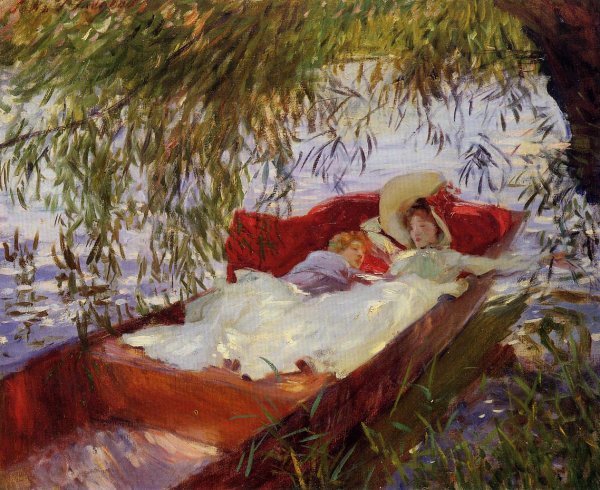 Two Women Asleep In A Punt Under The Willows