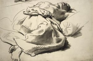 Recumbent draped figure